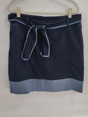 Sunset Rd Denim Skirt Size 12 Two Tone With Tie Zip Back
